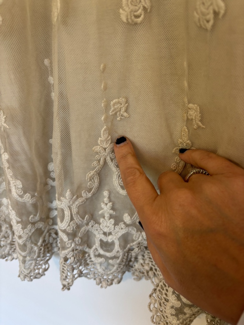 Italian Floral Lace Mini Dress Fits like Small Fairy Cottagecore Festival Silk - Picture 6 of 10